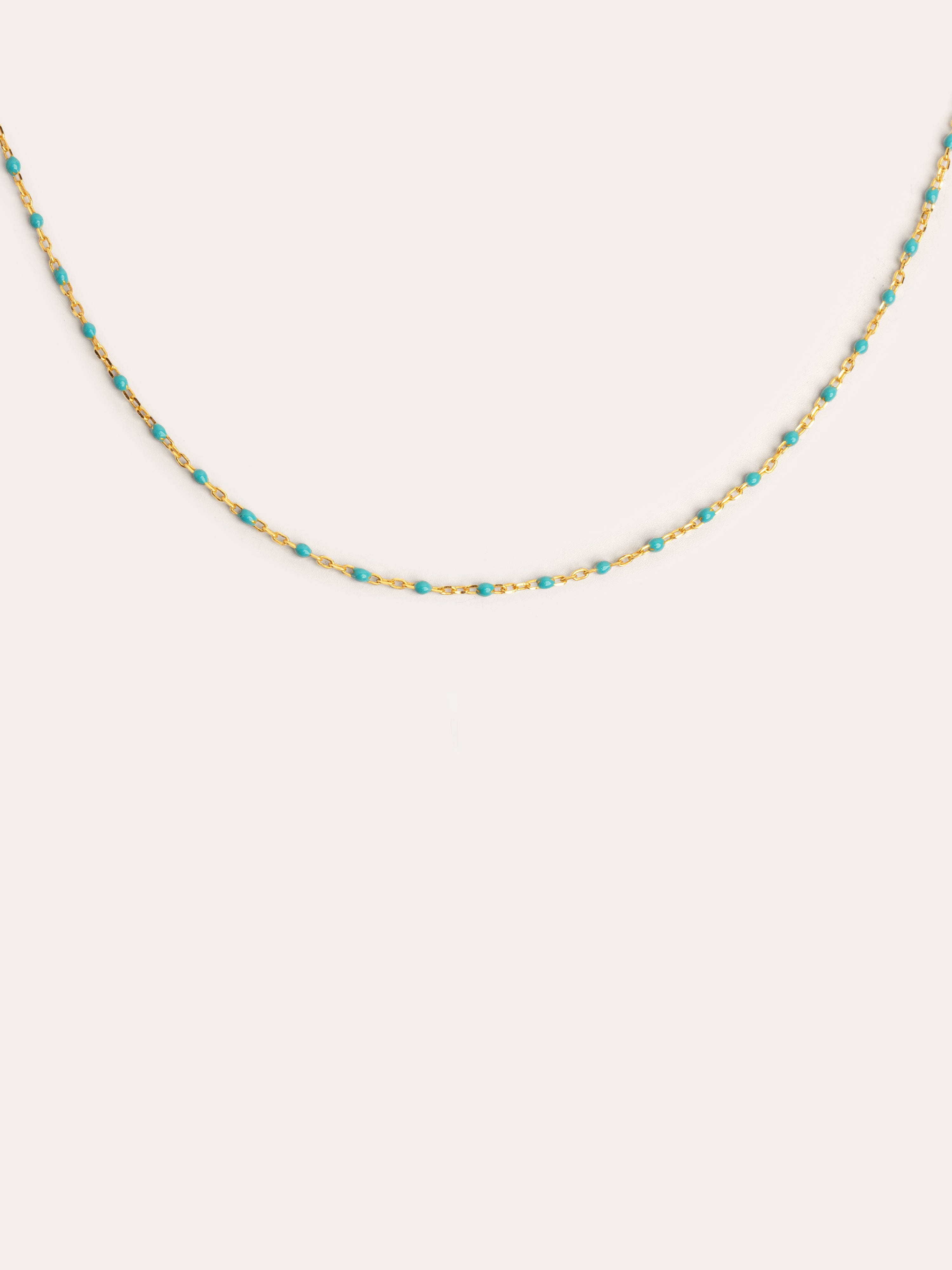 Collar Dots Turquoise Enamel Plata Baño Oro