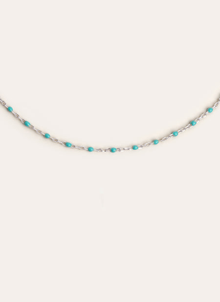 Collar Dots Turquoise Enamel Plata