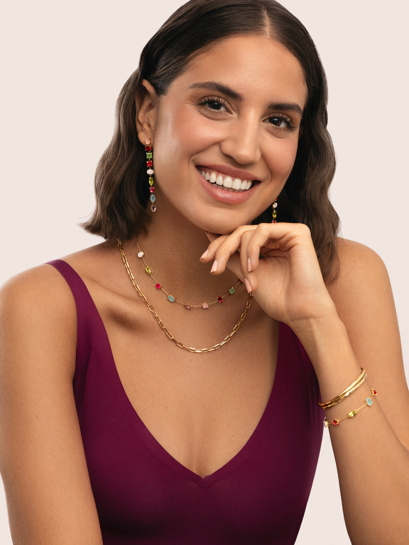 Orchic Drop Gold Earrings