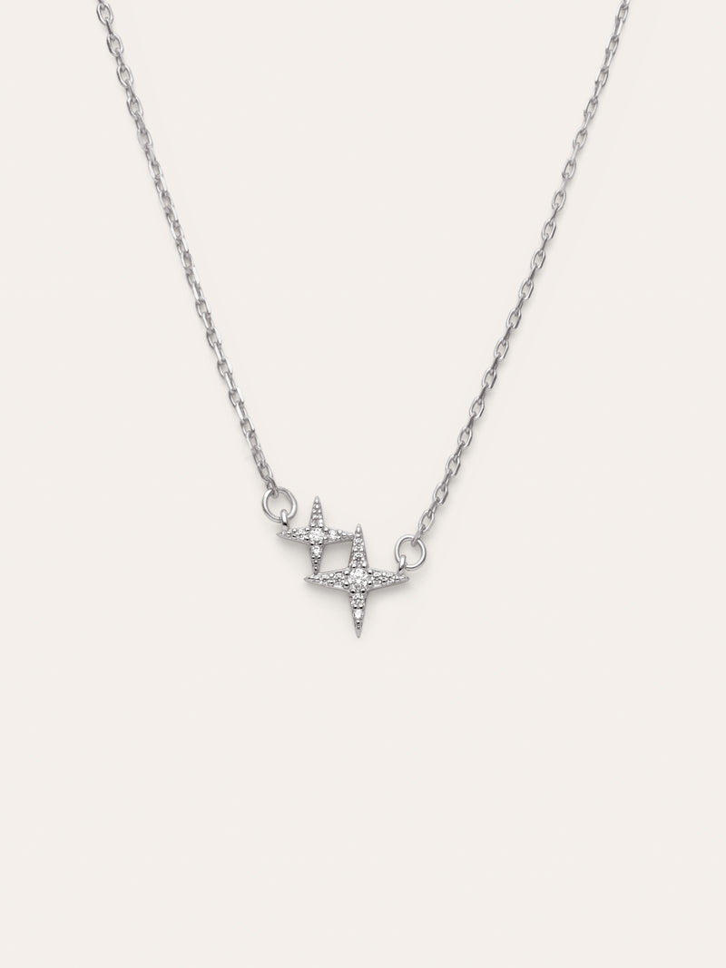 Duo Spark Silver Necklace