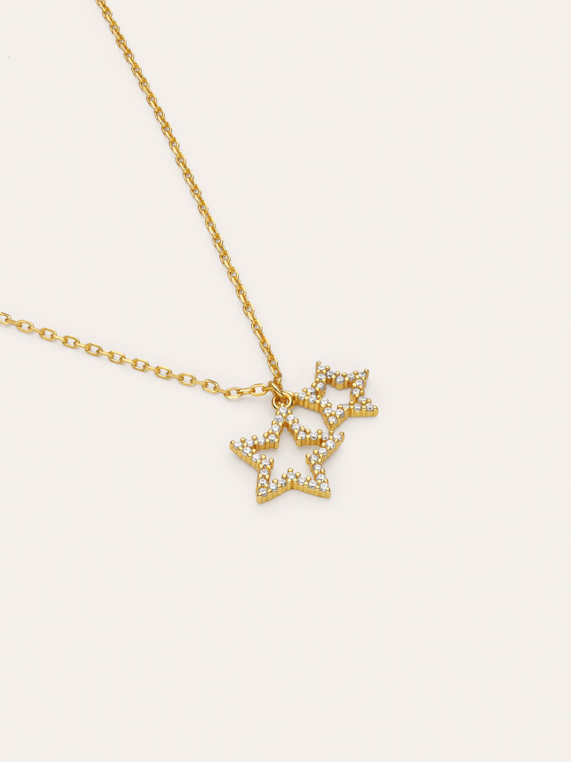 Duo Stars Spark Gold Necklace