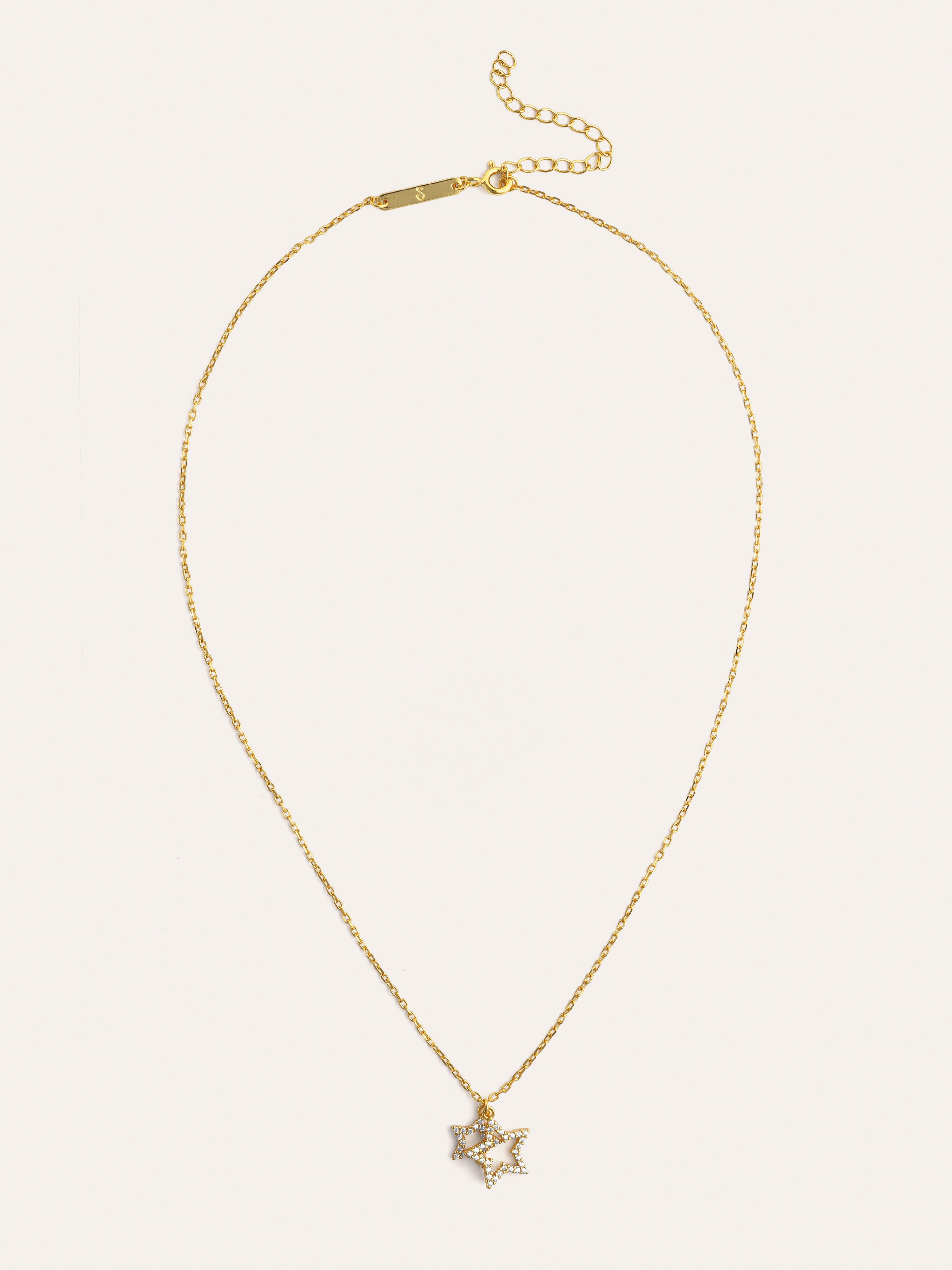 Duo Stars Spark Gold Necklace