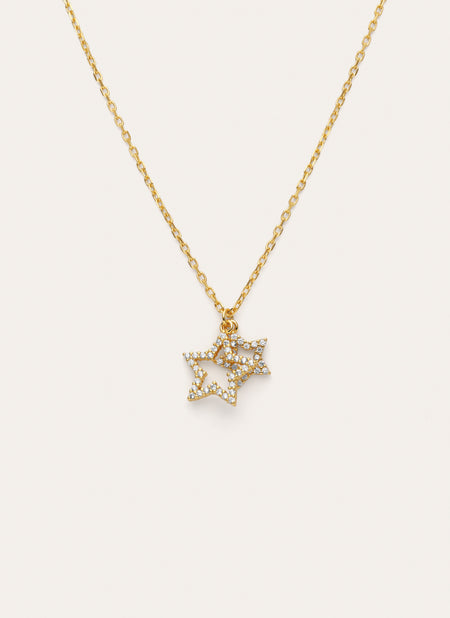 Duo Stars Spark Gold Necklace
