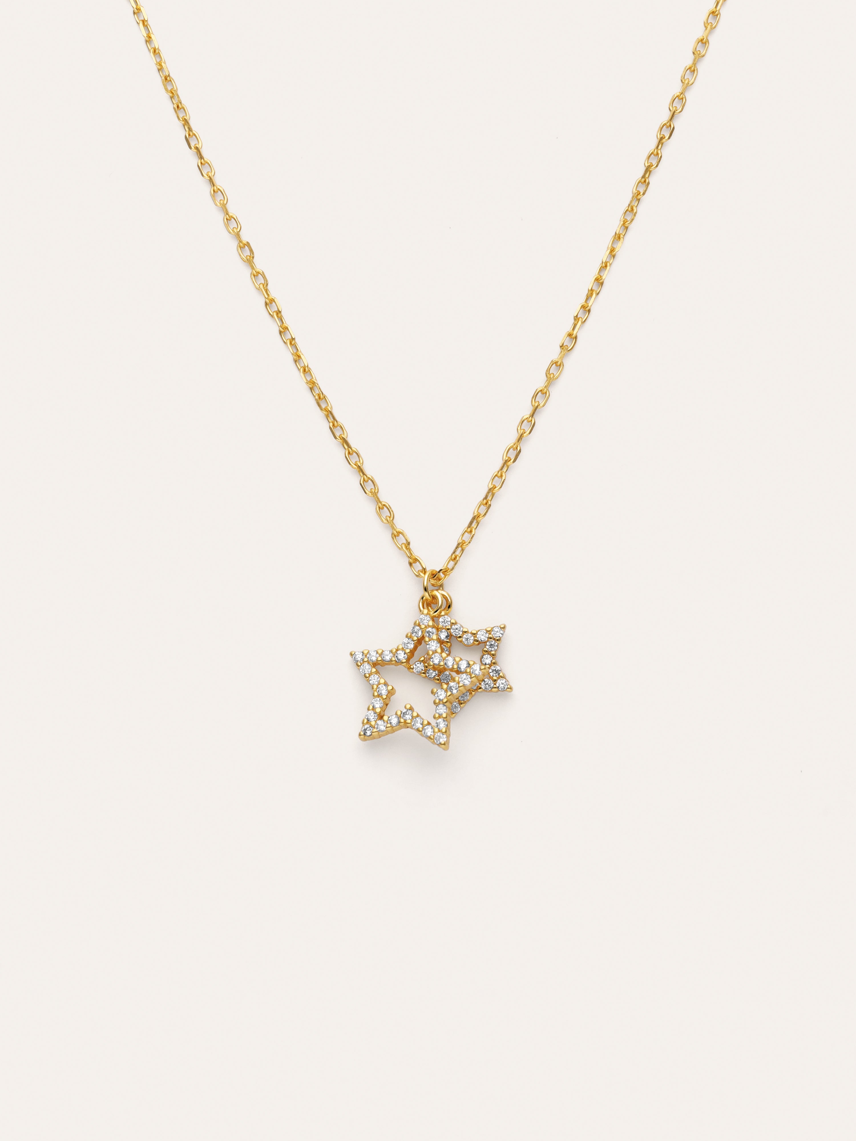 Duo Stars Spark Gold Necklace