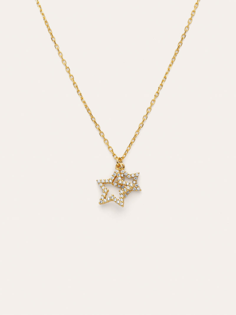 Duo Stars Spark Gold Necklace