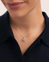 Duo Stars Spark Silver Necklace