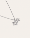 Duo Stars Spark Silver Necklace