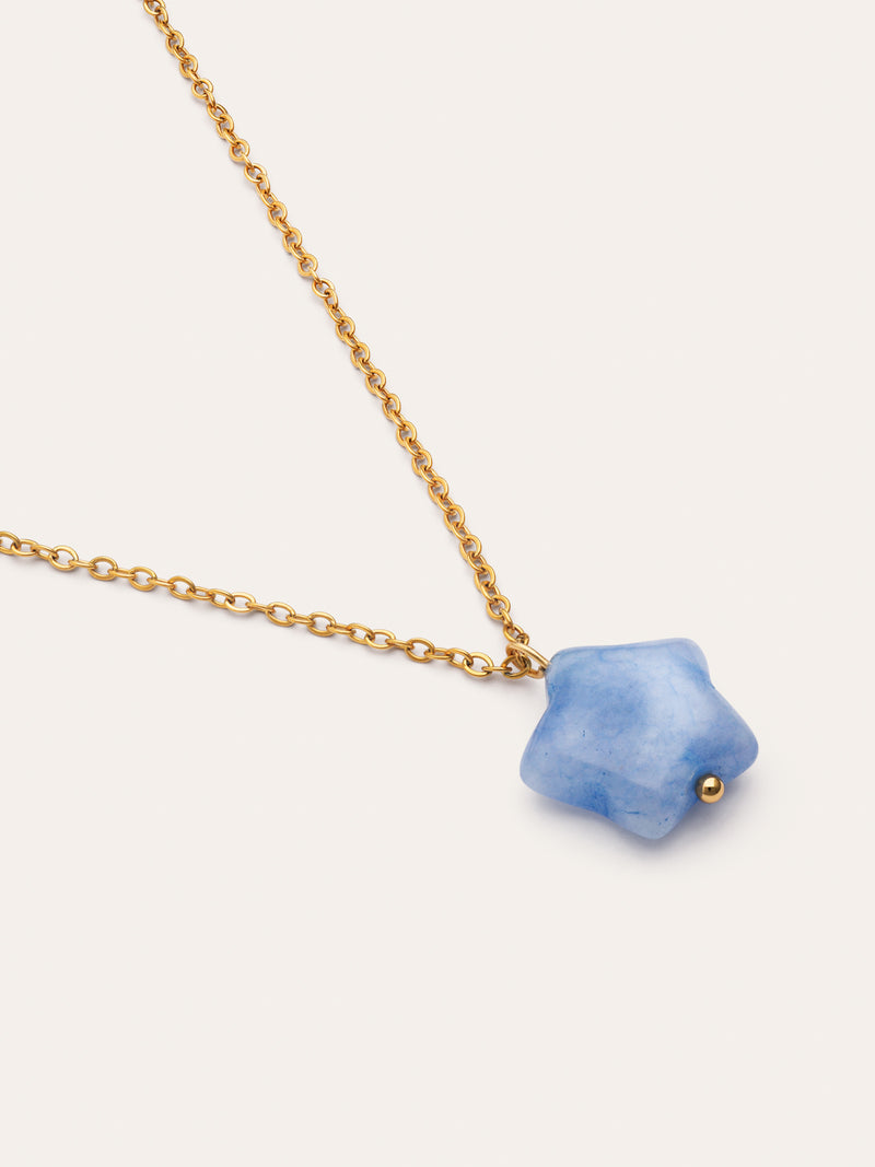 Collier étoile aigue-marine en Acier plaqué or