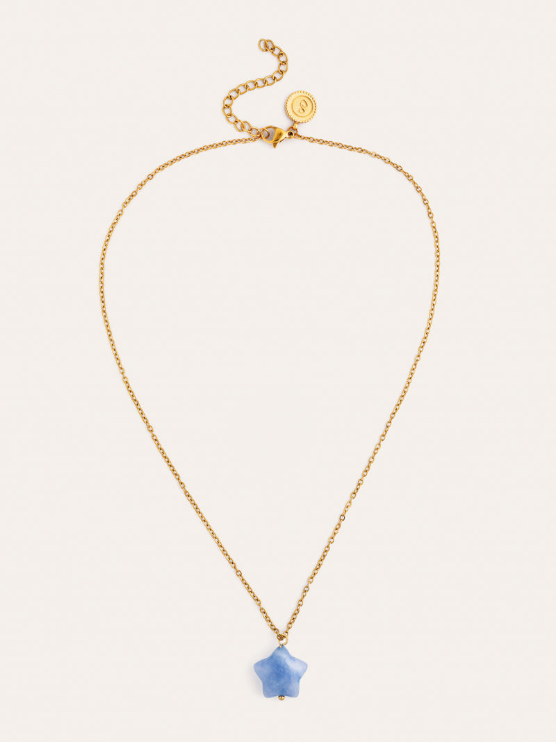 Collier étoile aigue-marine en Acier plaqué or