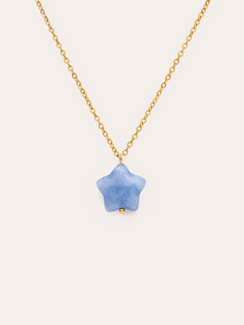 Collier étoile aigue-marine en Acier plaqué or