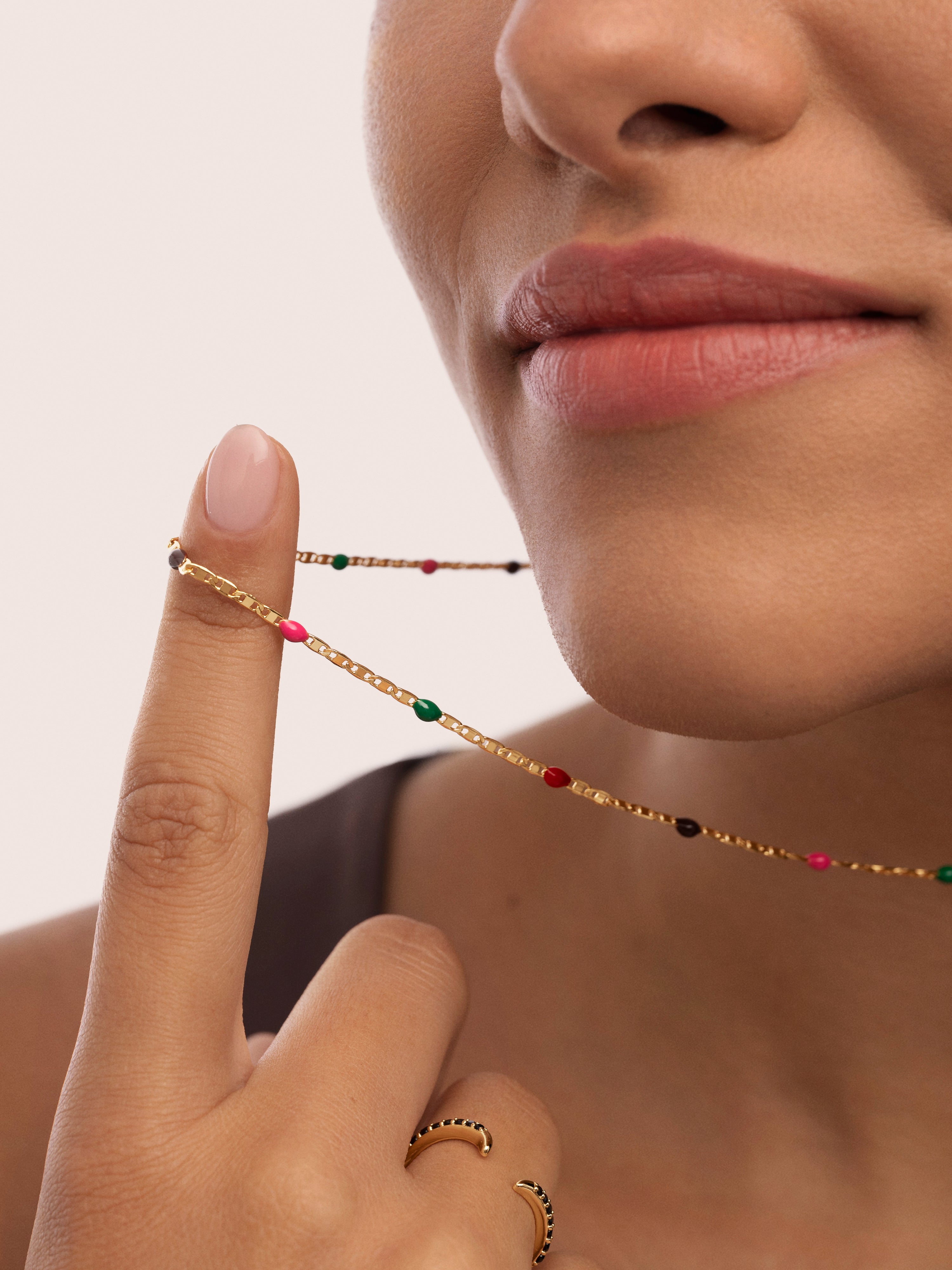 Fine Enamel Honey Gold Necklace