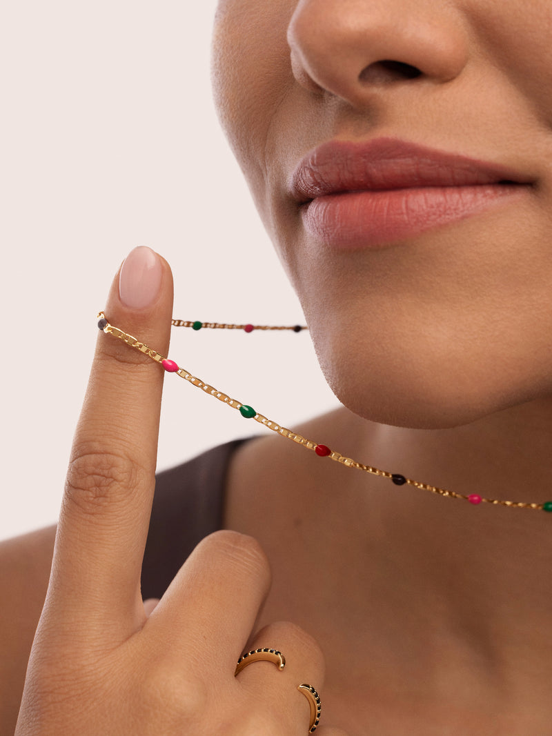 Fine Enamel Honey Gold Necklace