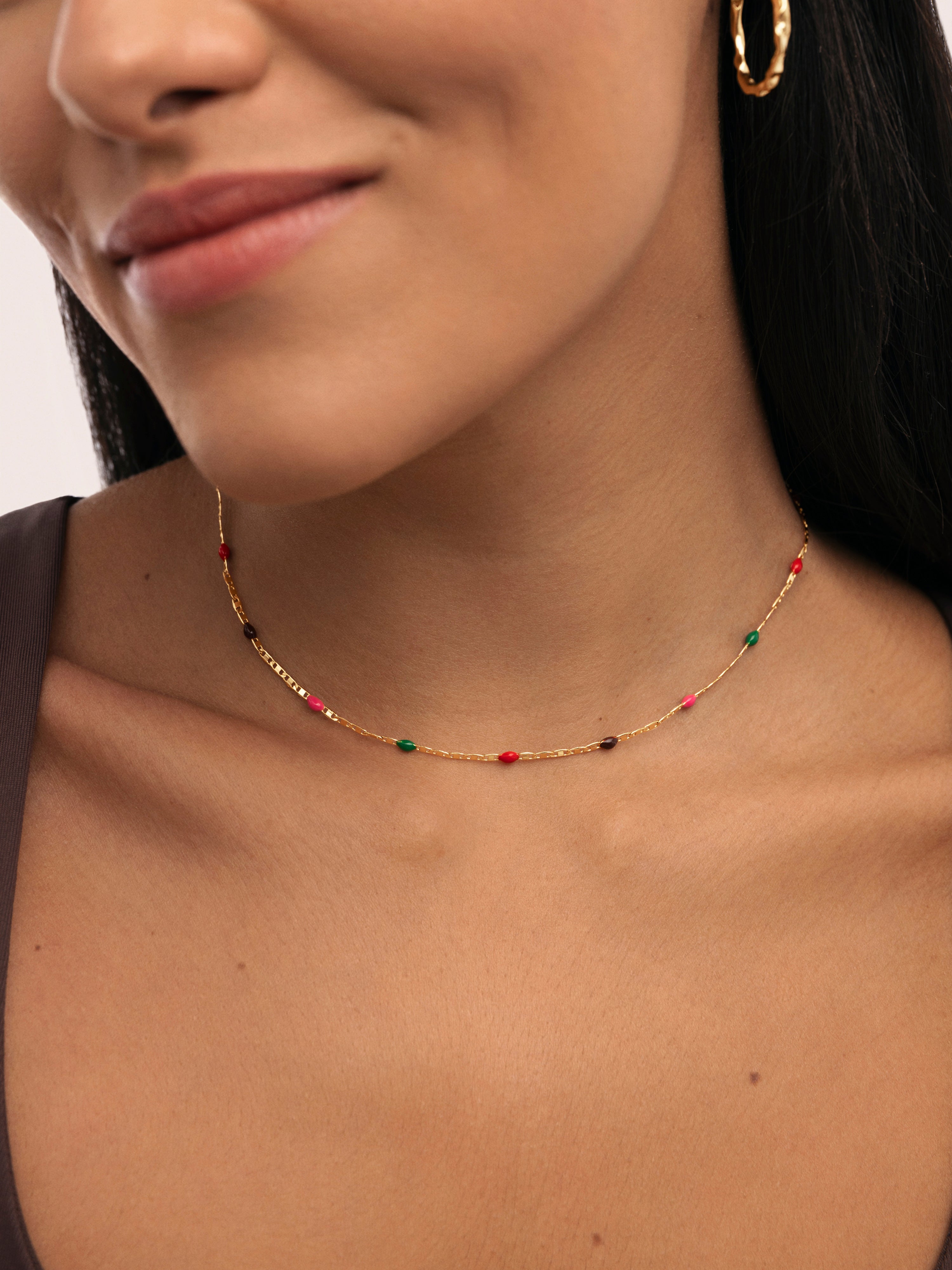 Fine Enamel Honey Gold Necklace