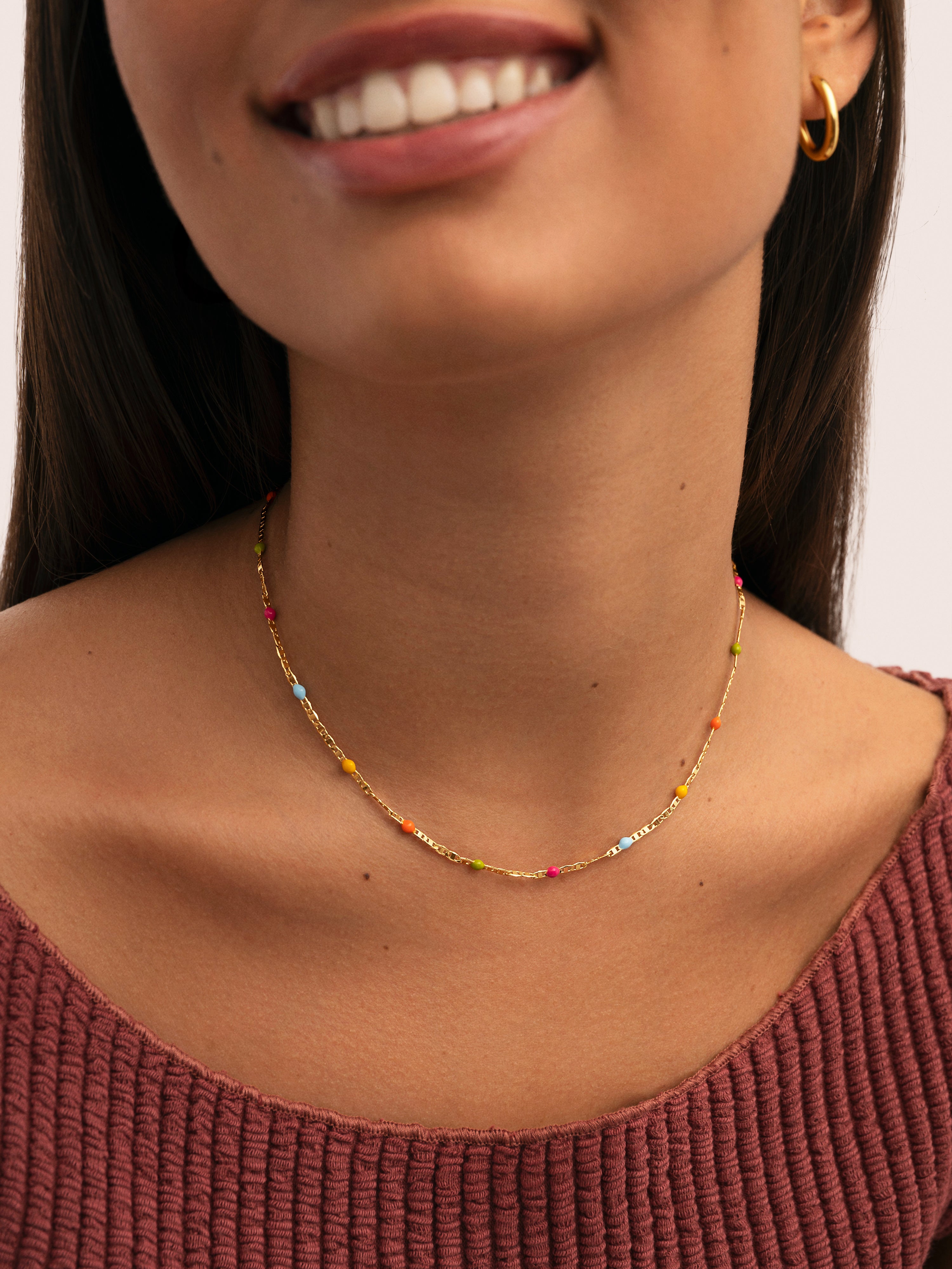 Fine Enamel Colors Gold Necklace 