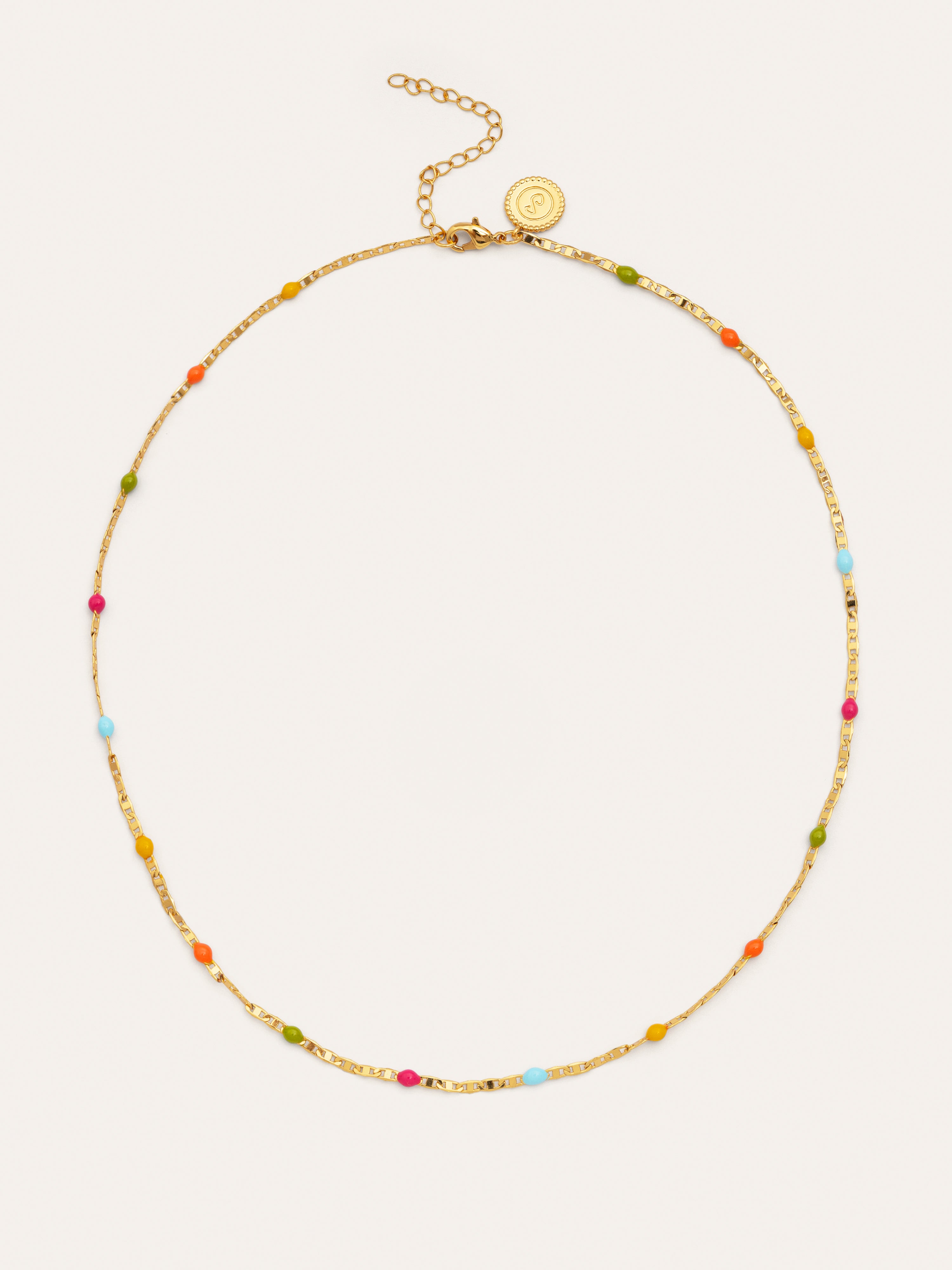 Fine Enamel Colors Gold Necklace 