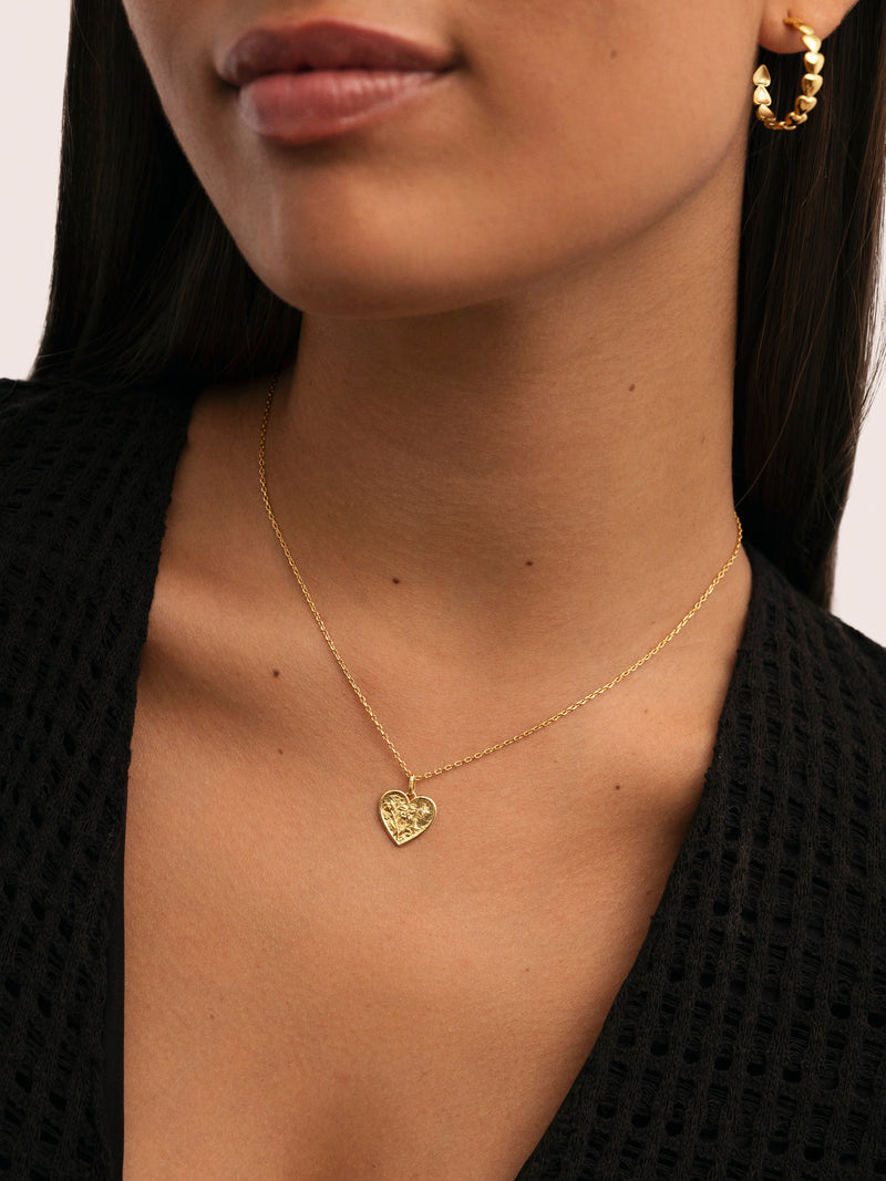 Flower Heart Gold Necklace