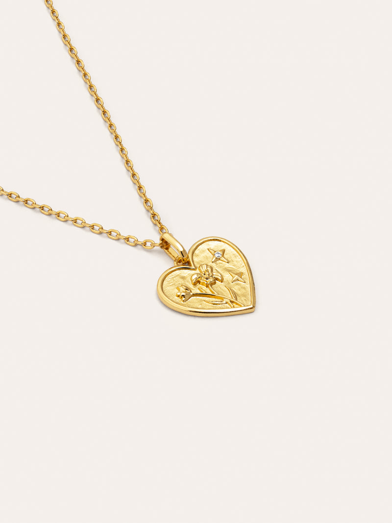 Flower Heart Gold Necklace