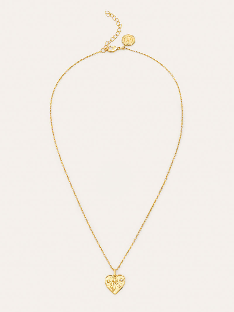 Flower Heart Gold Necklace