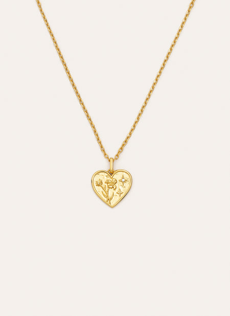 Flower Heart Gold Necklace