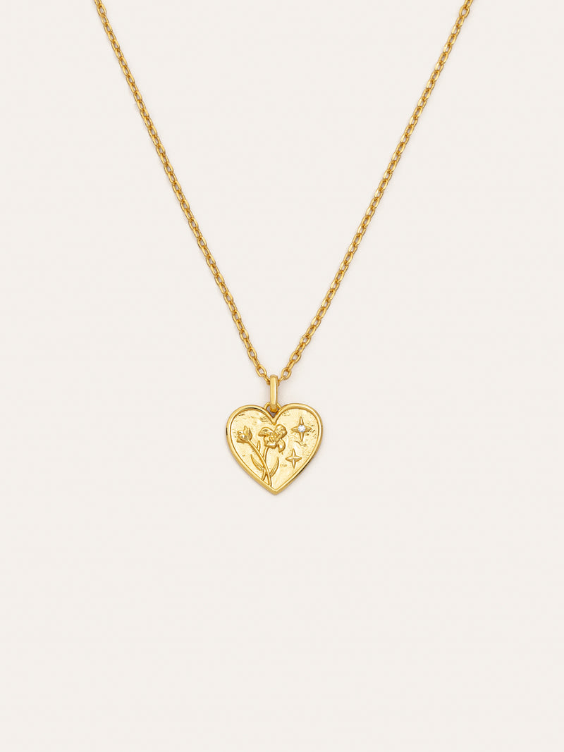 Flower Heart Gold Necklace