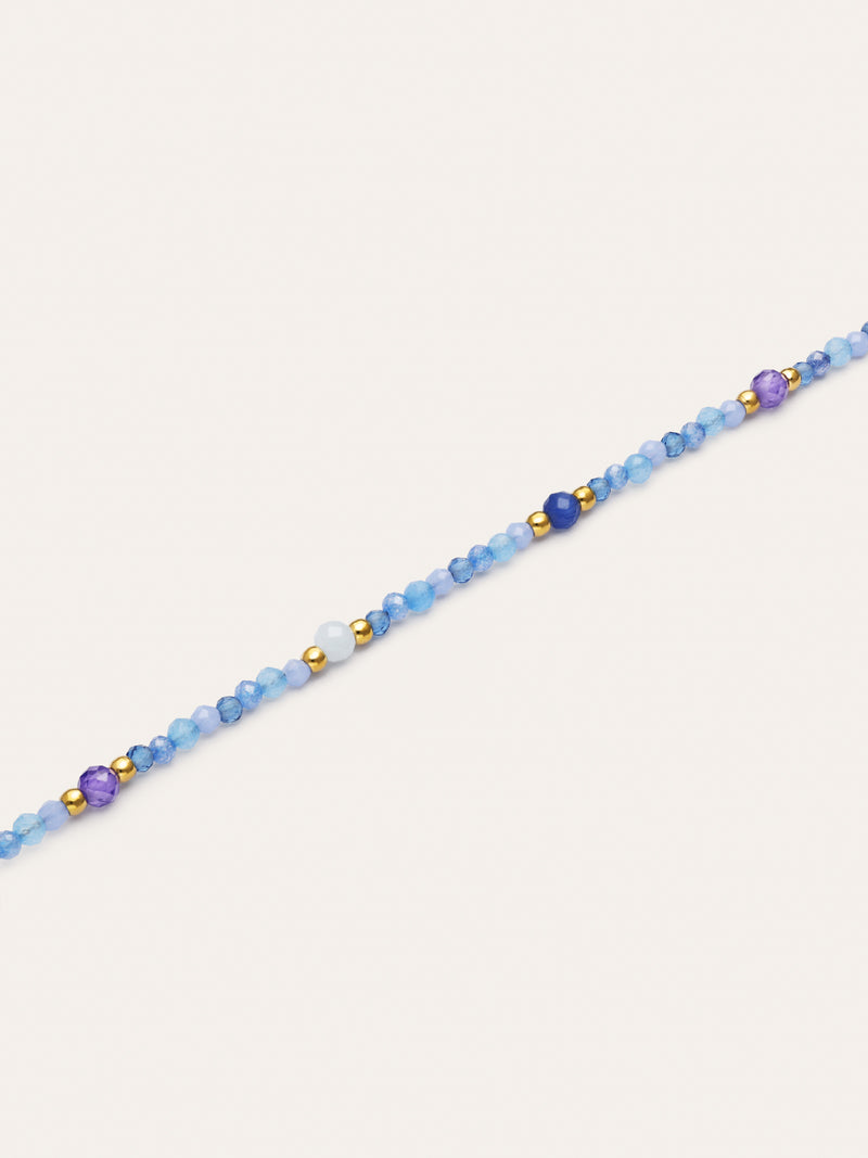 Glam Blue Stainless Steel Gold Necklace