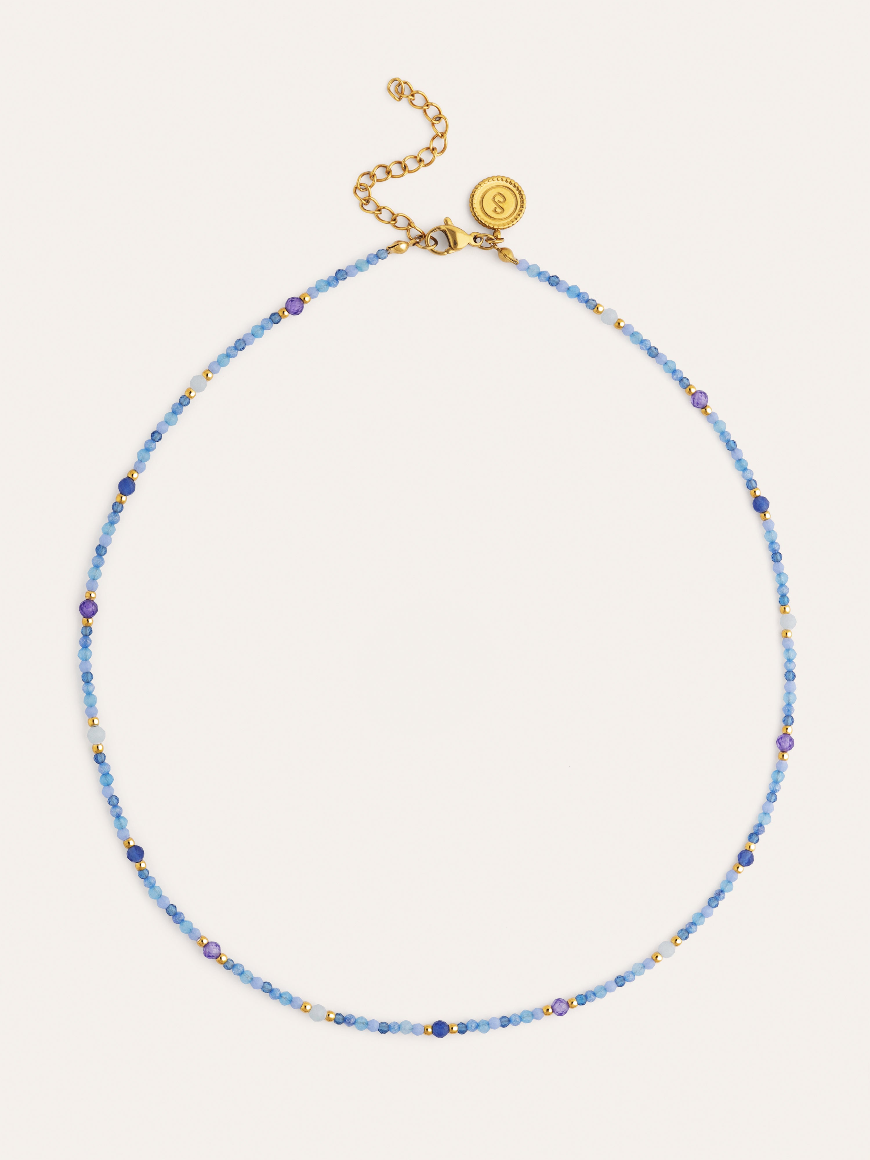 Glam Blue Stainless Steel Gold Necklace