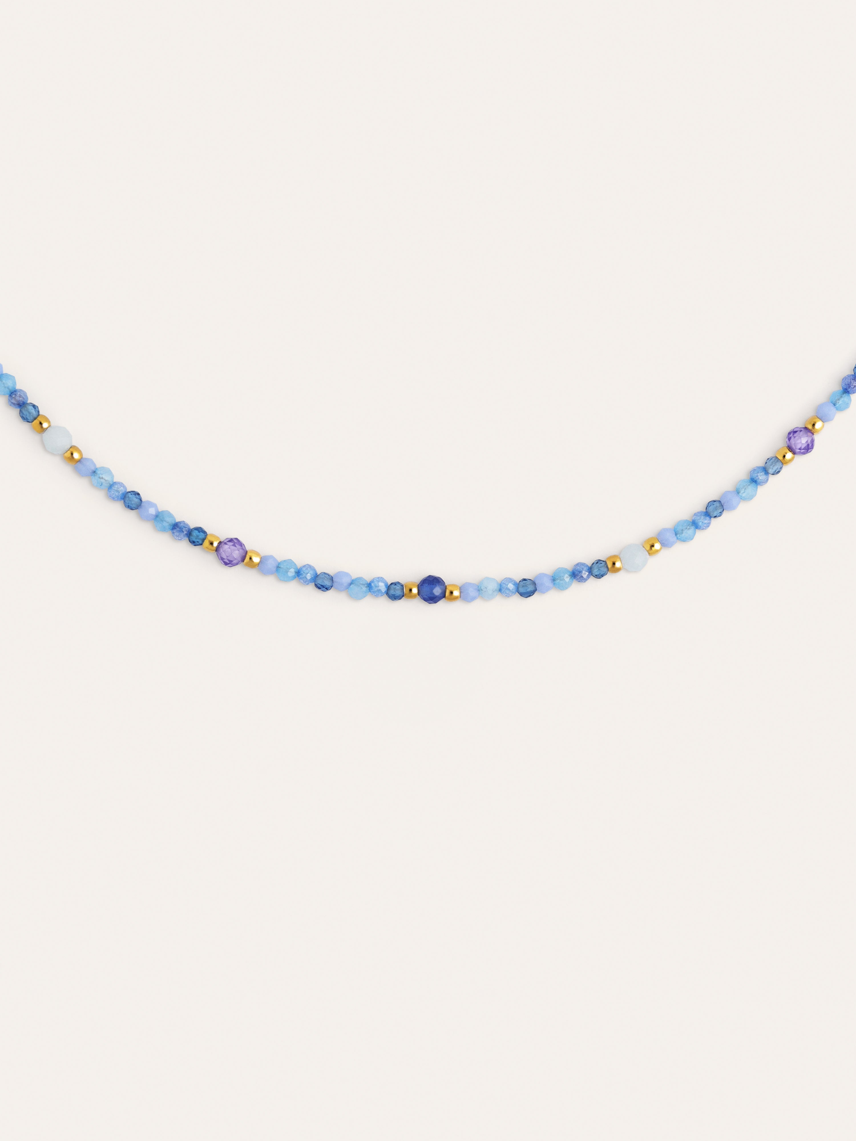 Glam Blue Stainless Steel Gold Necklace