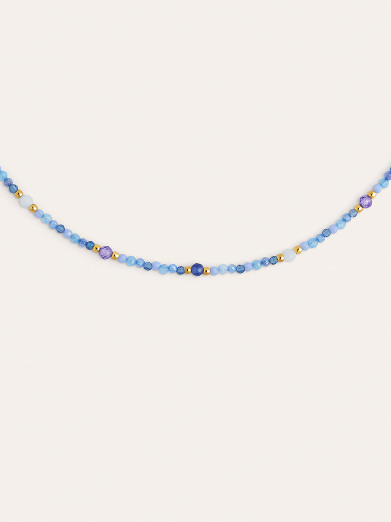 Glam Blue Stainless Steel Gold Necklace