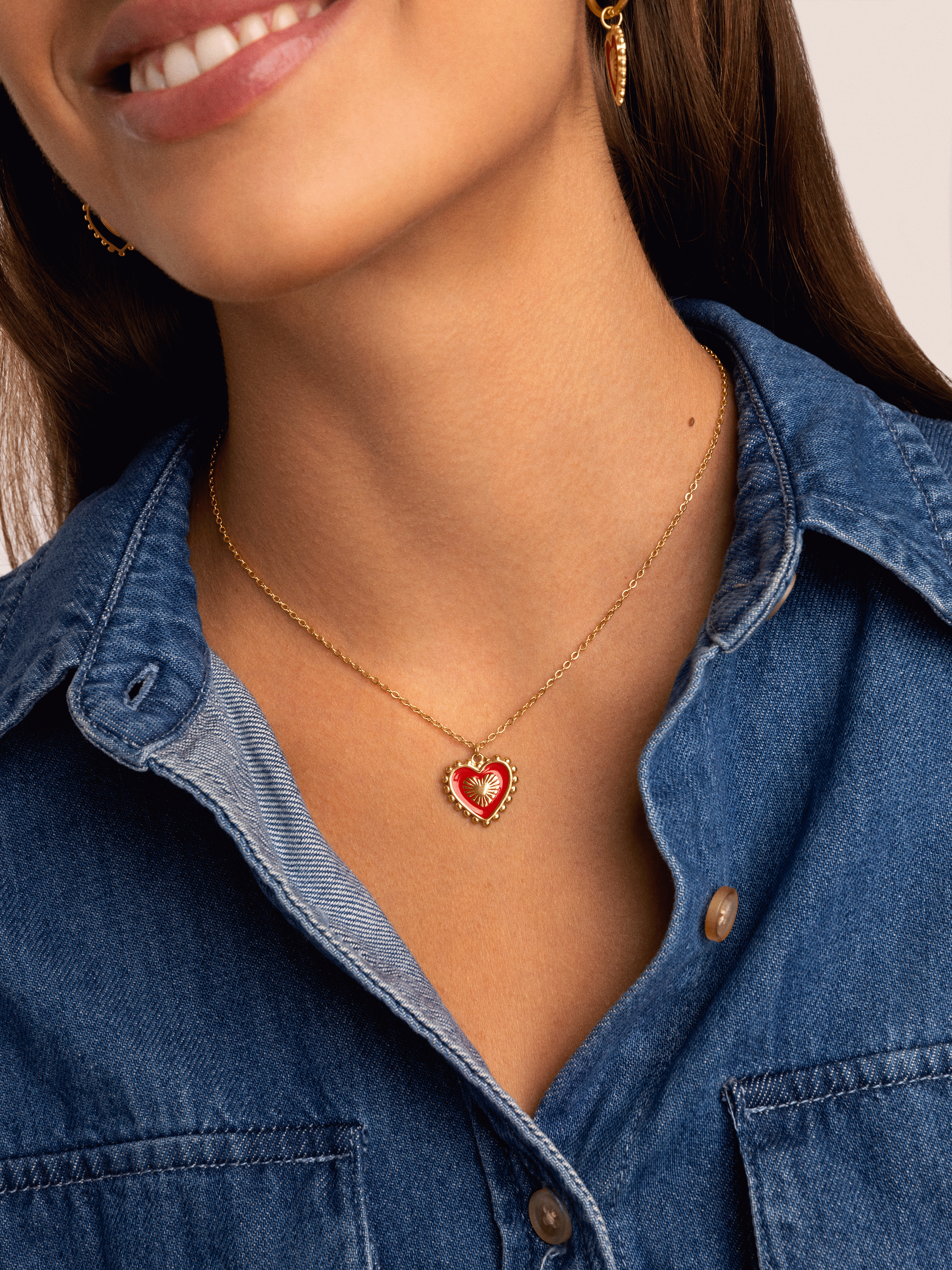 Reversed Heart Enamel Stainless Steel Necklace