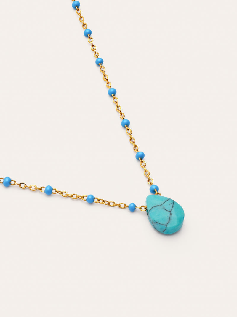 Collier Hydra Bleu Acier Plaqué Or