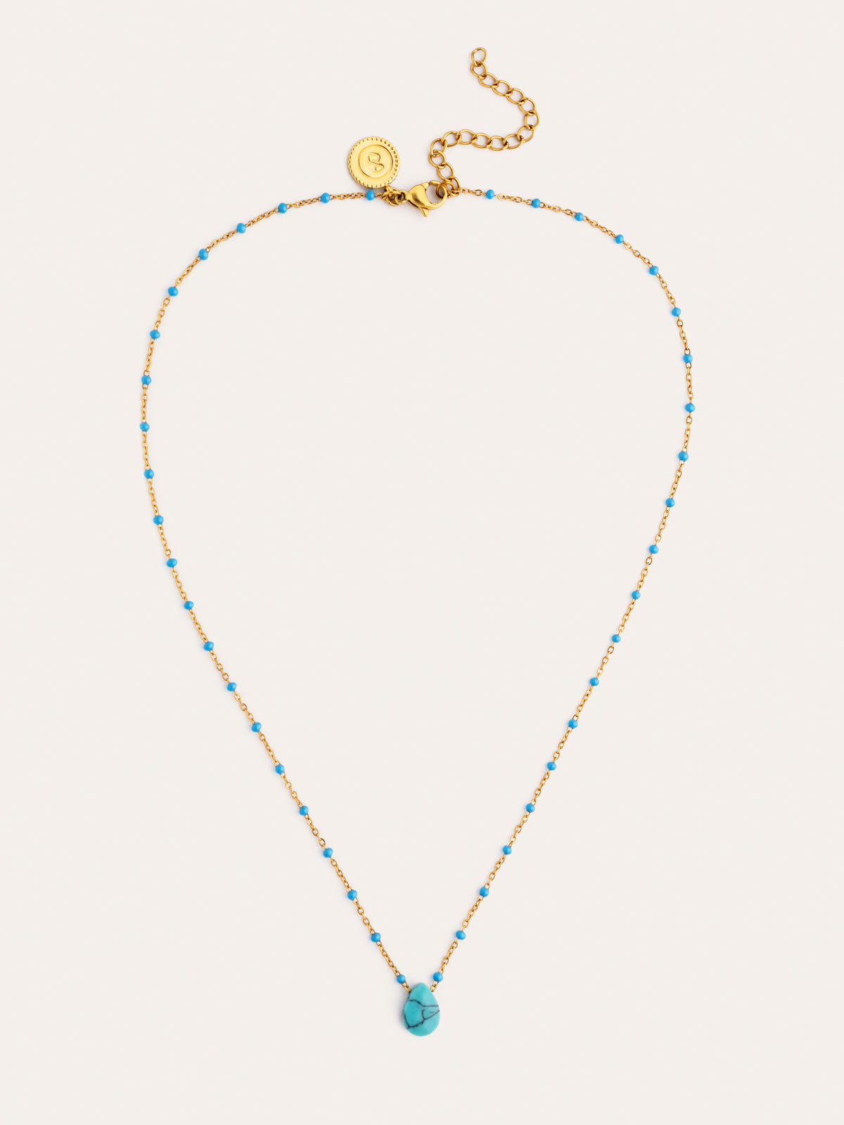 Collier Hydra Bleu Acier Plaqué Or - vista 4