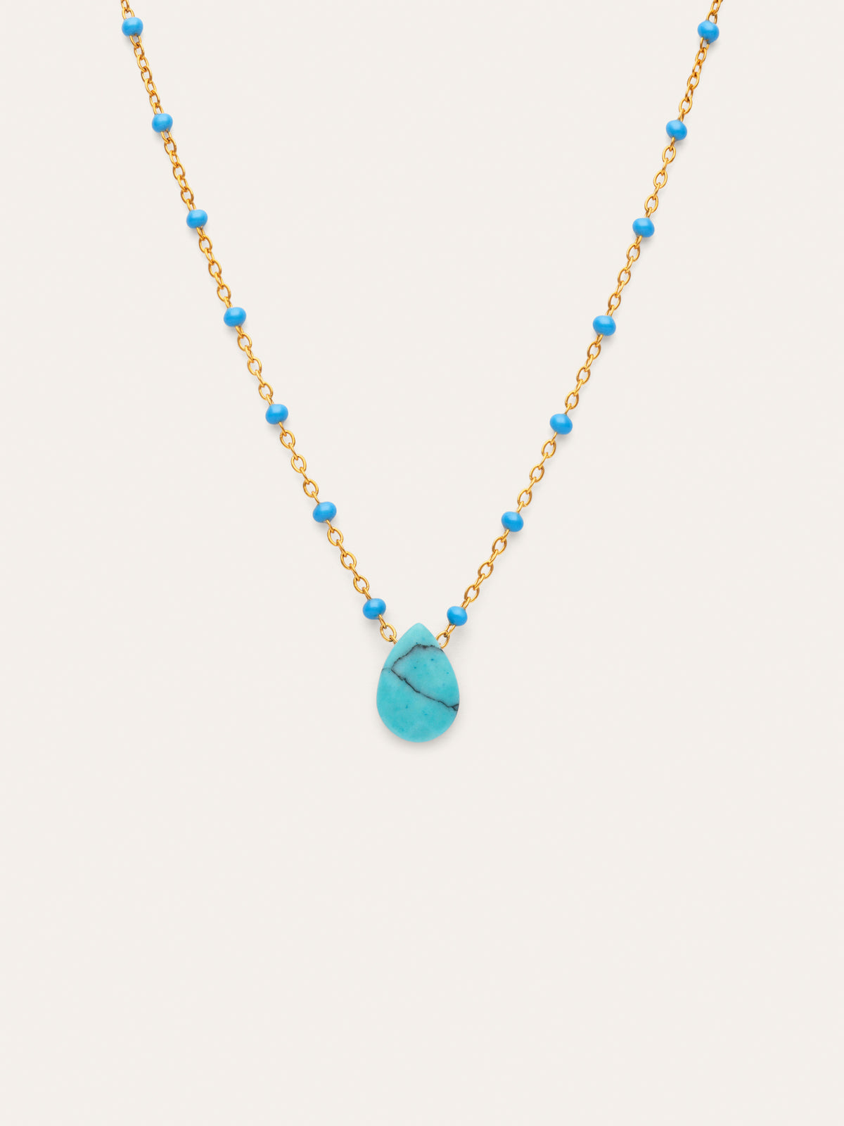 Collier Hydra Bleu Acier Plaqué Or