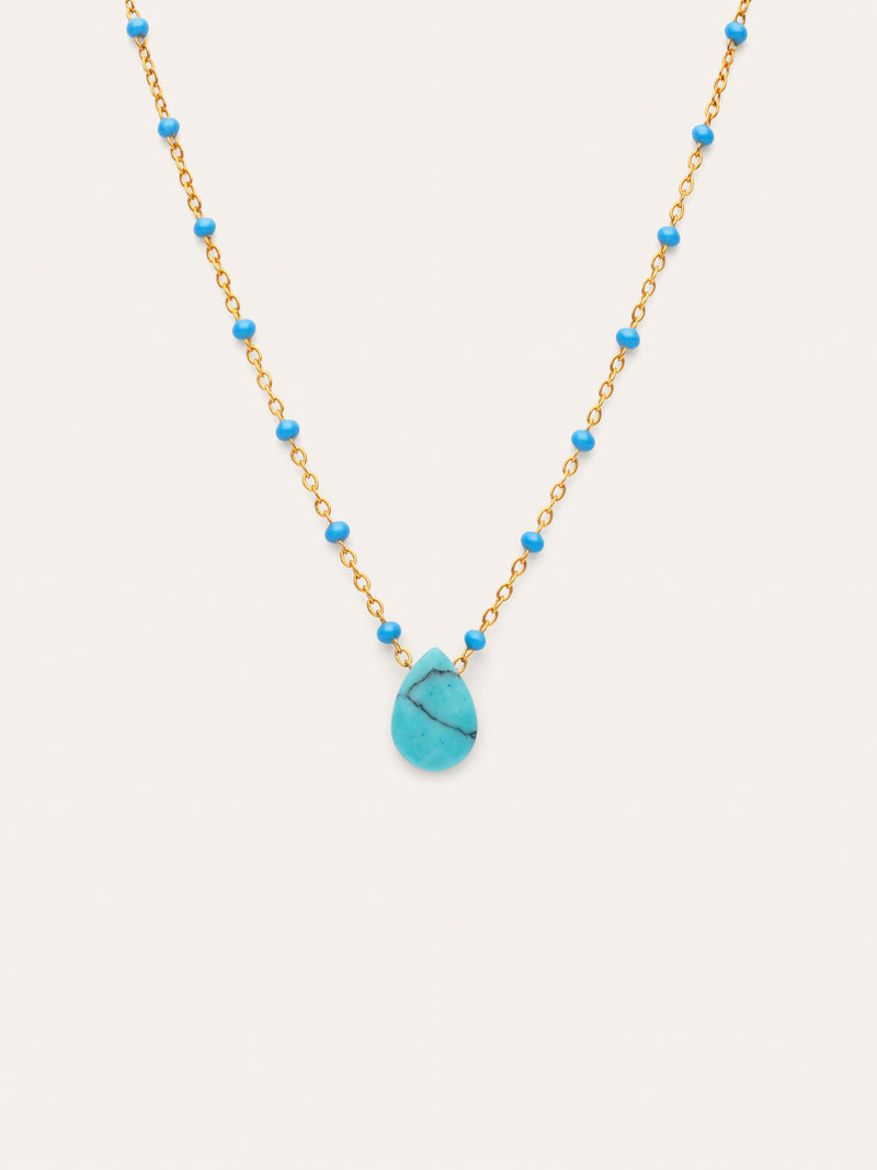 Collier Hydra Bleu Acier Plaqué Or