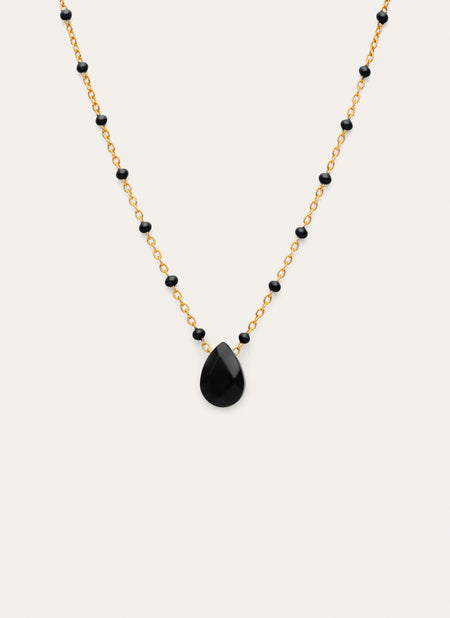 Collier Hydra Noir Acier Plaqué Or
