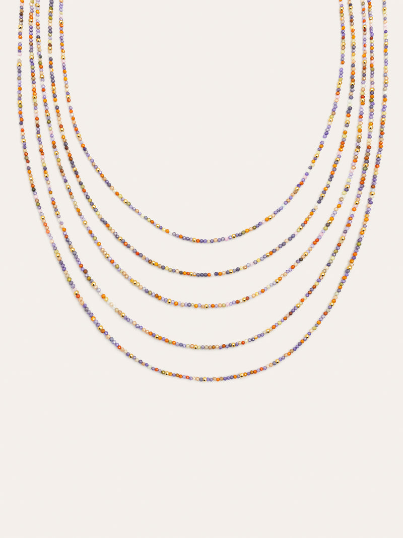 Long Crystals Cleopatra Stainless Steel Gold Necklace