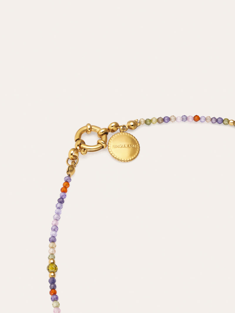 Long Full Crystal Summer Stainless Steel Gold Necklace