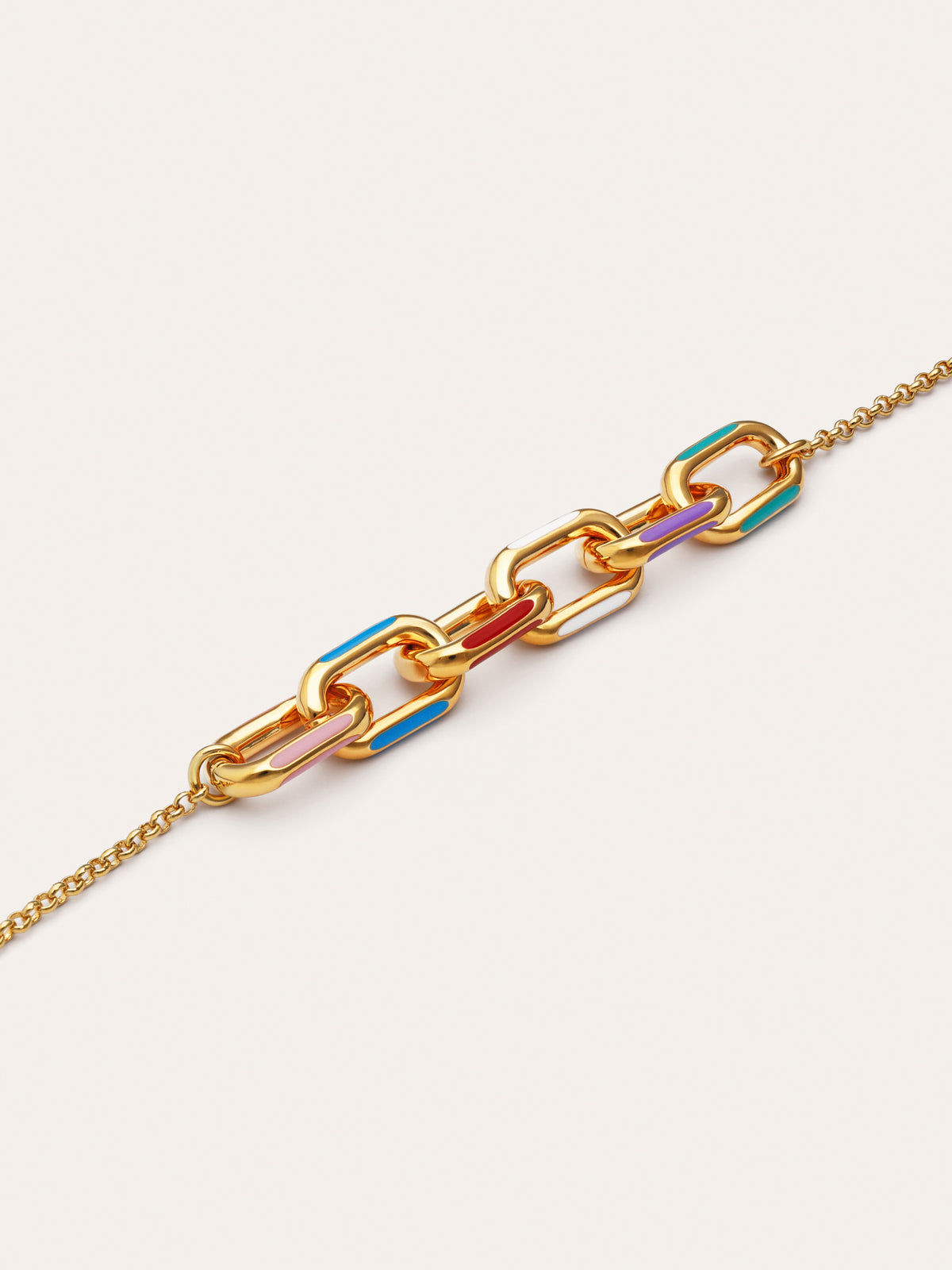 Imagen detalle de Ketting Link Rainbow Enamel Goud Verguld
