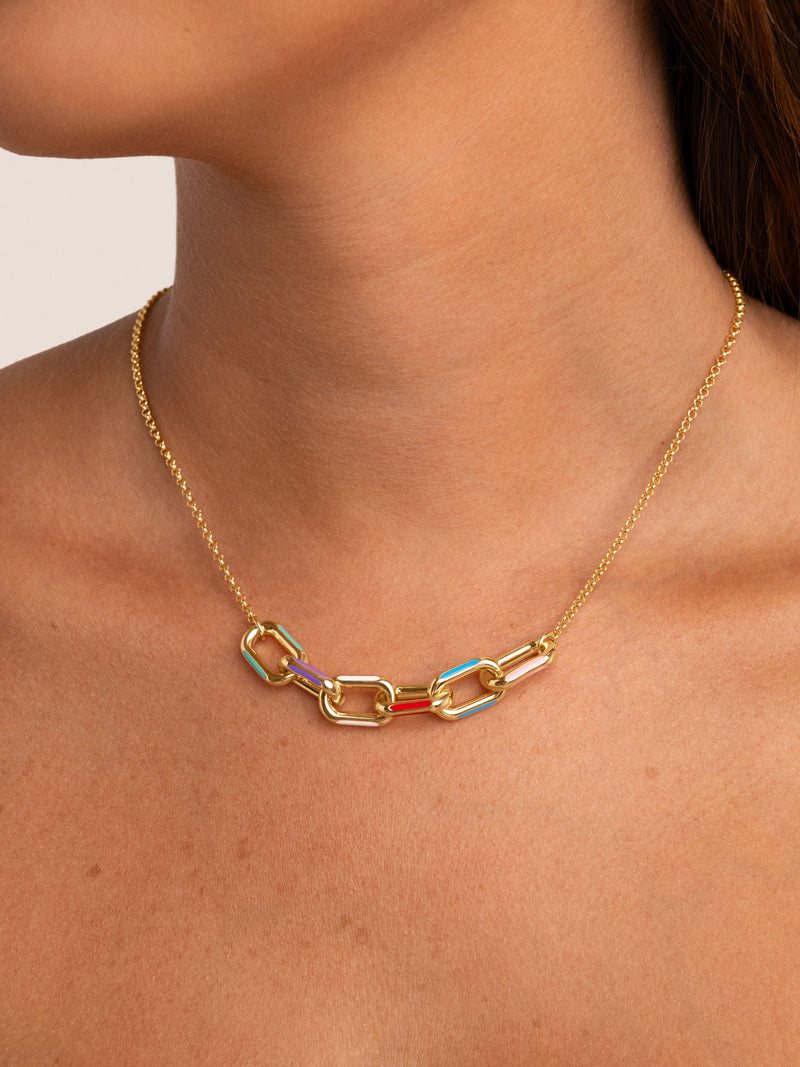 Ketting Link Rainbow Enamel Goud Verguld