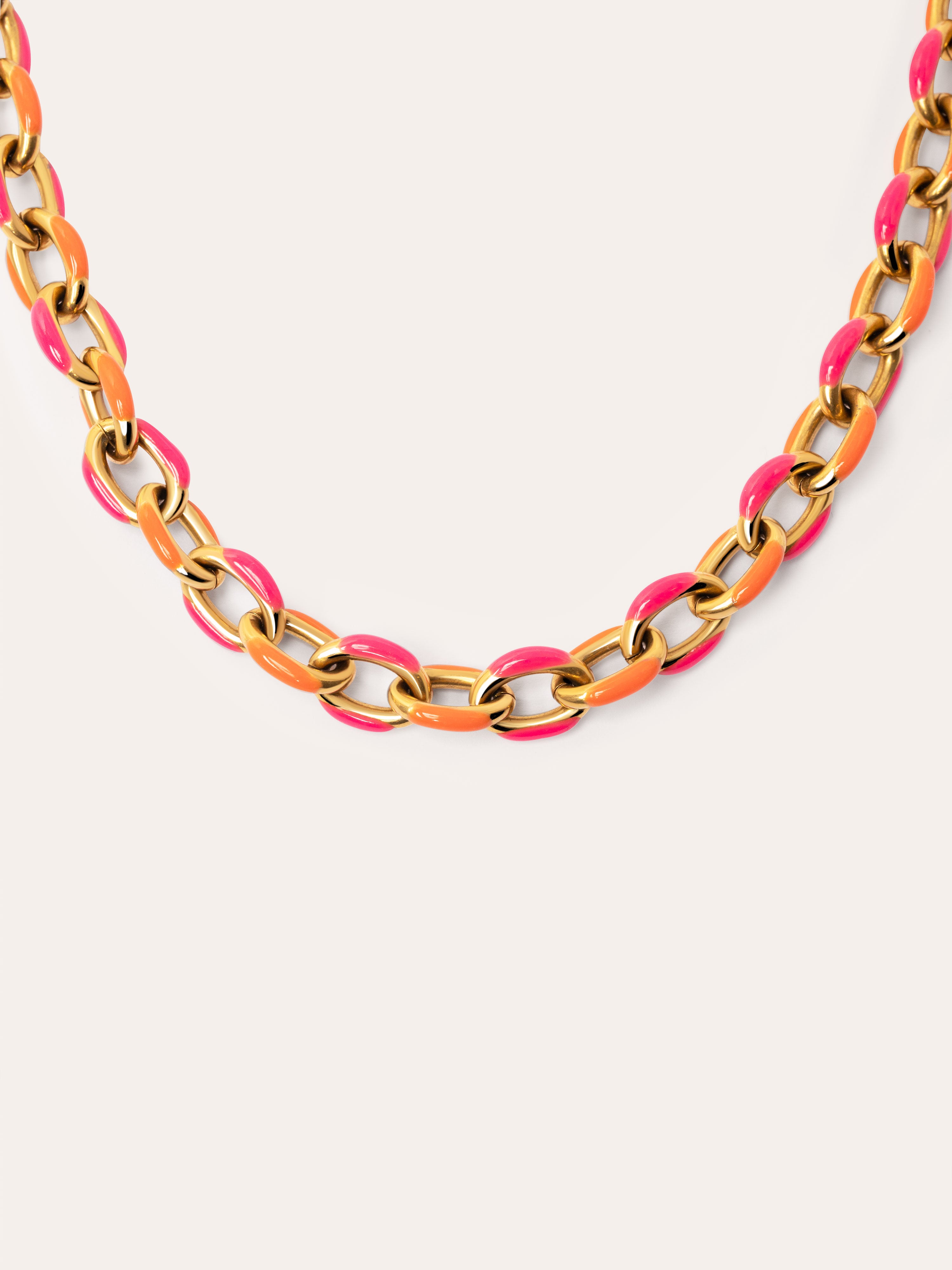 Collar Link Tropical Acero Baño Oro