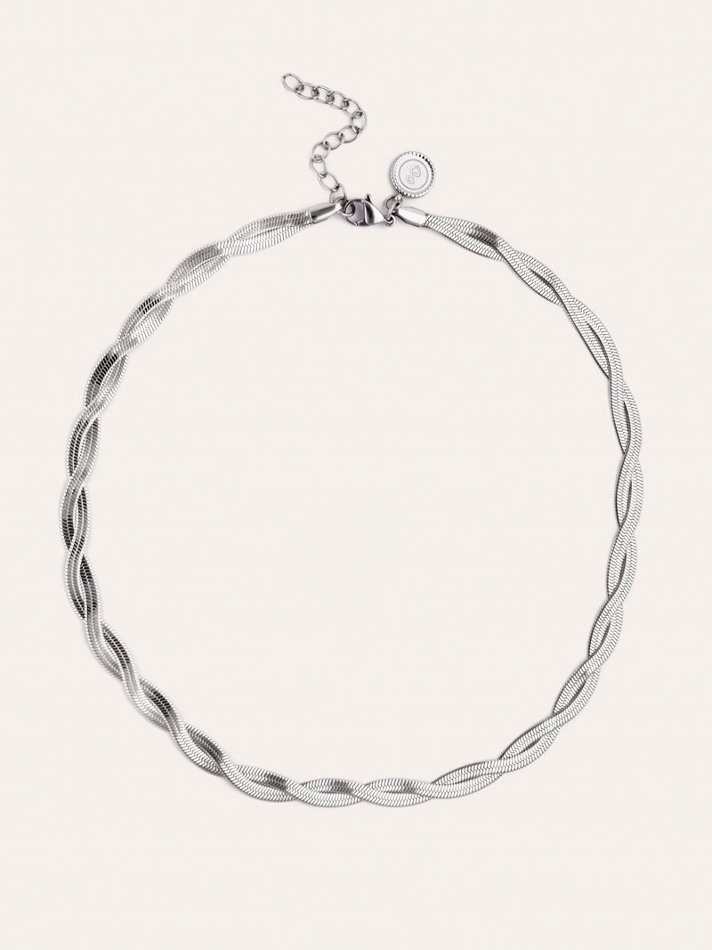 Collier Double Lisse Twister Acier