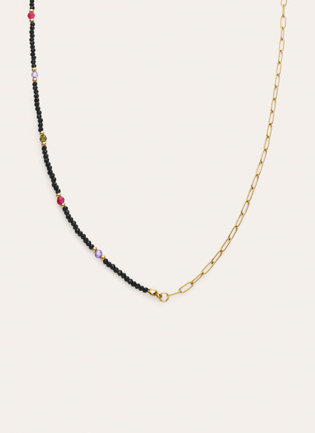 Collar Long Winter Glam Acero Baño Oro