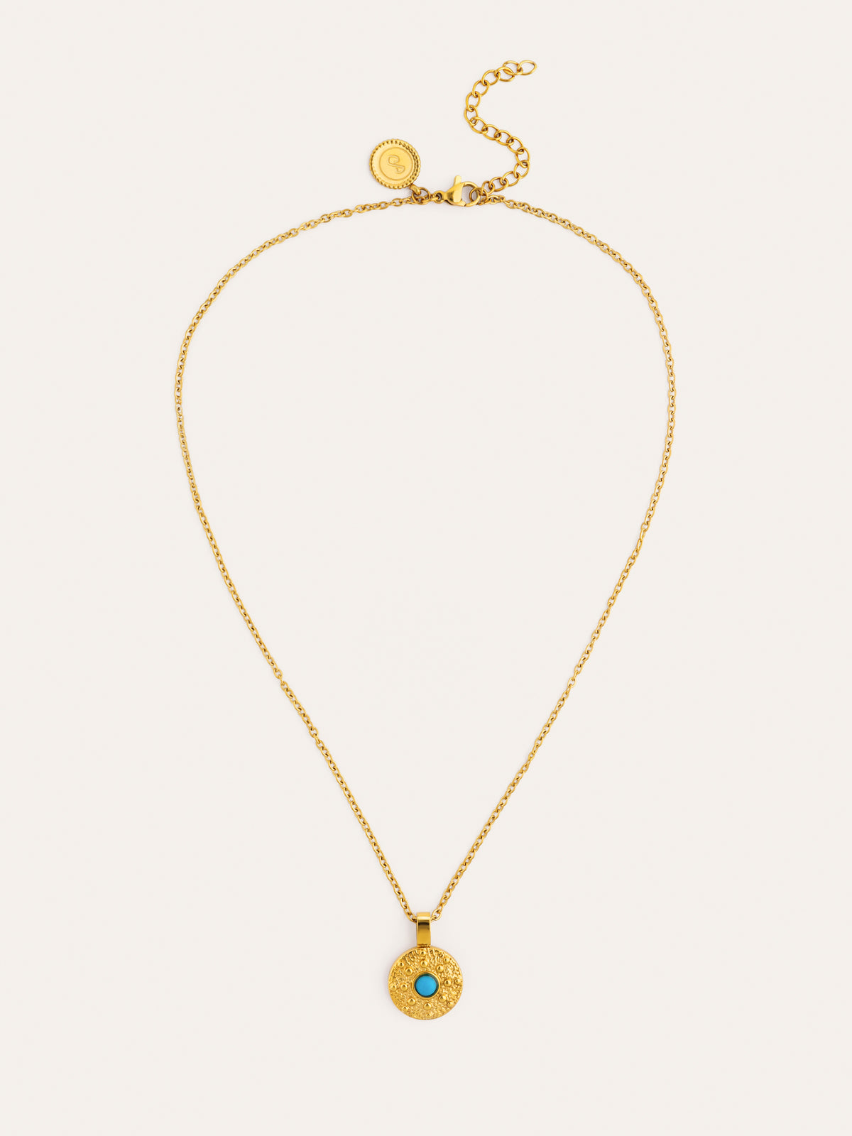 Collier Medallion Aqua Acier Plaqué Or - vista 4
