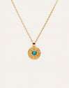 Collier Medallion Aqua Acier Plaqué Or