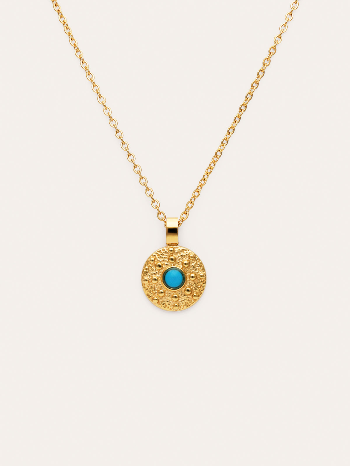 Collier Medallion Aqua Acier Plaqué Or