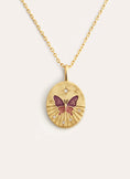 Collar Medallion Butterfly Rose Baño Oro