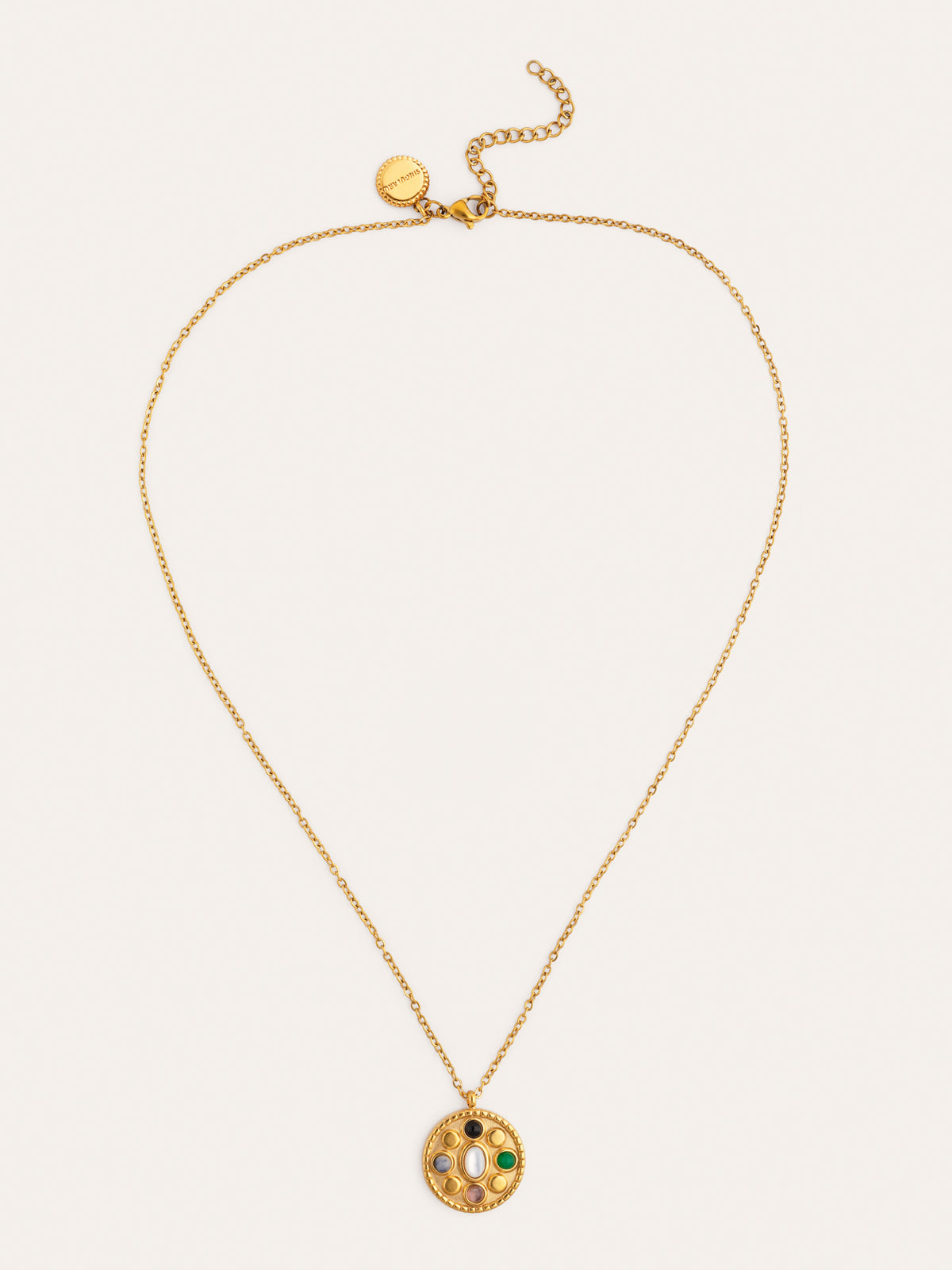 Collar Medallion Five Stones Mística Acero Baño Oro - vista 5