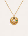 Collar Medallion Five Stones Mística Acero Baño Oro