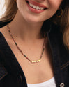 Collar Mamá Heart Tourmaline Acero Baño Oro