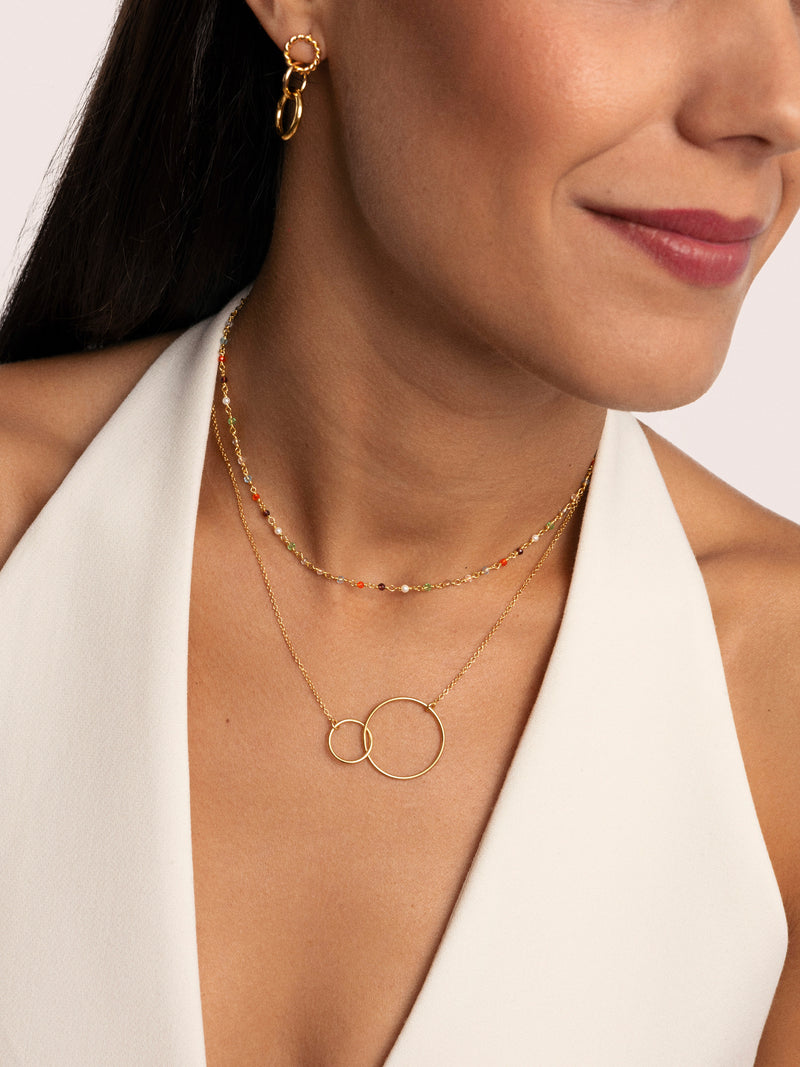 Mini Crystals Colors Gold Necklace