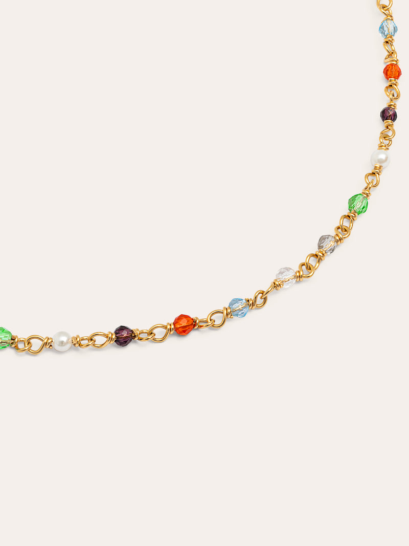 Mini Crystals Colors Gold Necklace